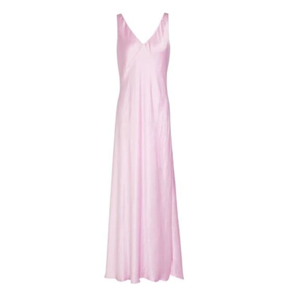 Vince Crinkled Satin Maxi Dress Lilac L